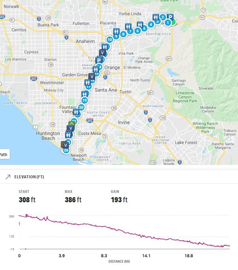 SOCAL River Marathon 26.2 13.1 10K 5K Course