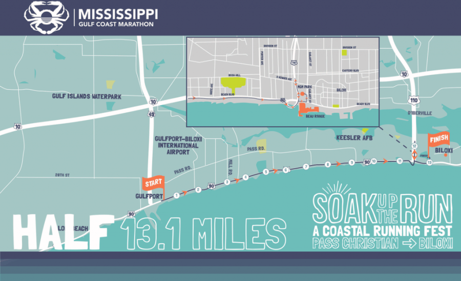 Biloxi Map Gulf Coast Mississippi Gulf Coast Marathon: Course Information - Sunday Races