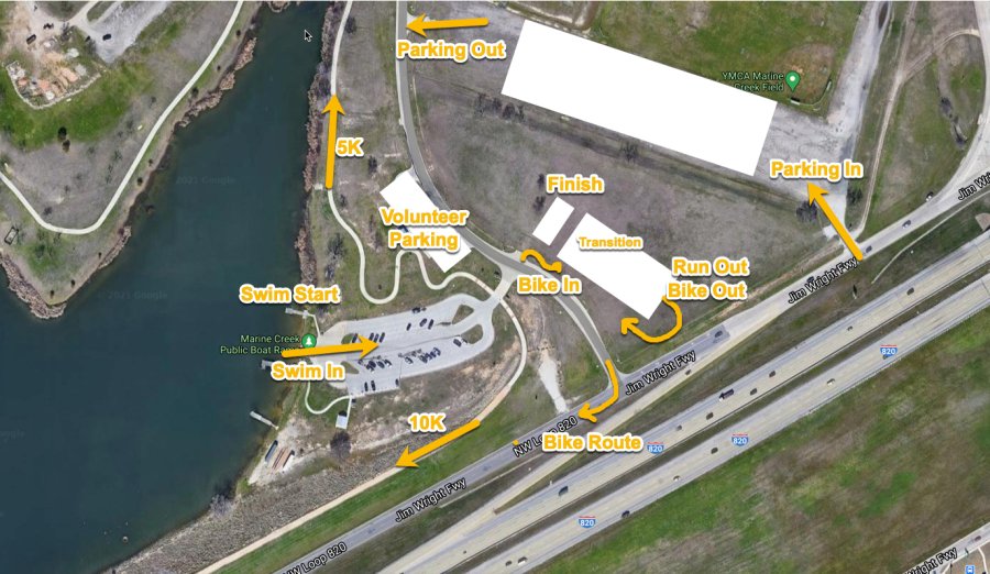 2021 Cal Tri Fort Worth 4.18.2021 Course Maps