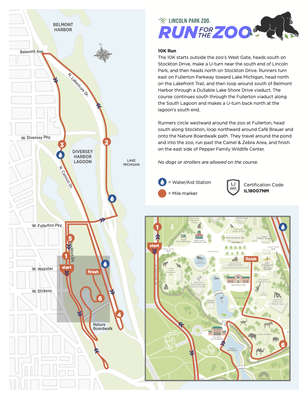Run for the Zoo 2024 10K Course Map