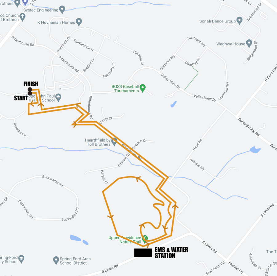 Spring Valley 5K Course Map