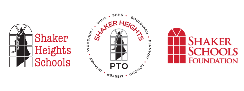 Shaker Heights Schools logo, Shaker Heights PTO logo, Shaker Schools Foundation logo