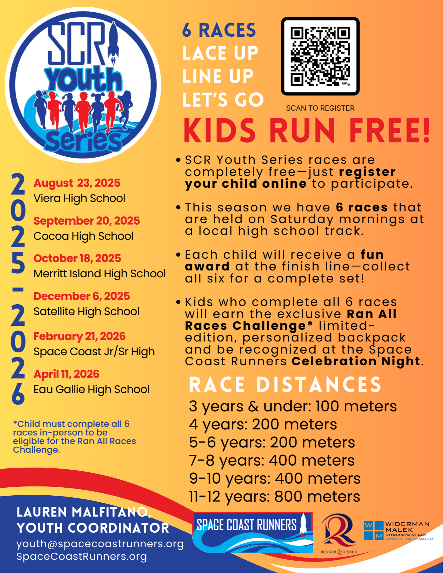 Space Coast Runners Youth Series Schedule