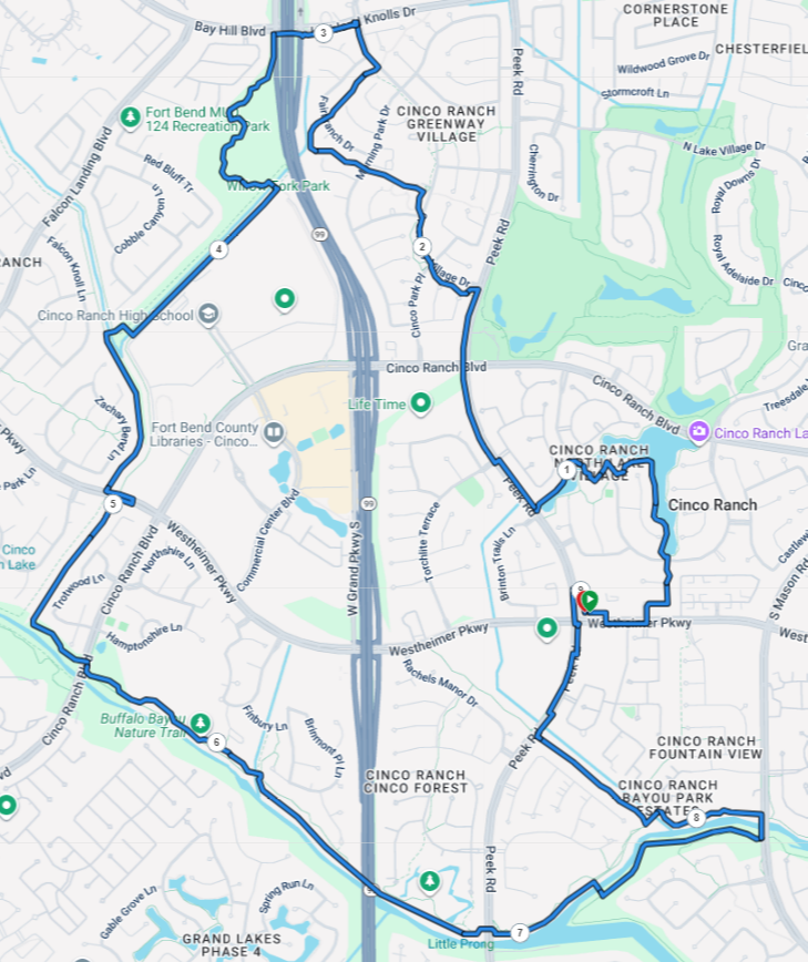 9 Mile via Greenway Village - Willowfork