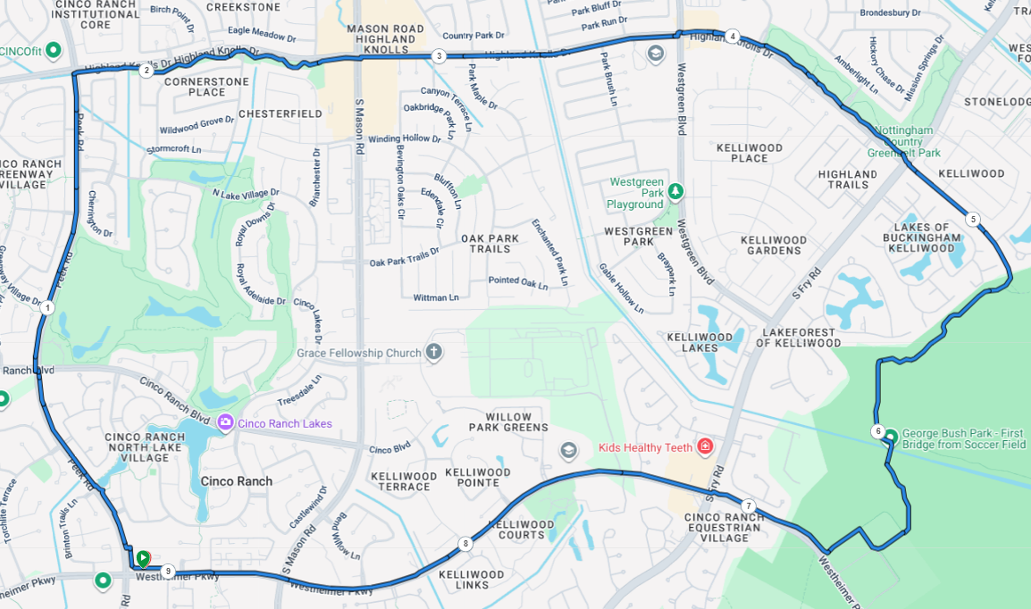 Peek-Highland Knolls-GBP-Westheimer 9mi loop