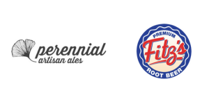 Two logos. On the left: Perennial Artisan Ales. On the right: Fitz's Premium Root Beer