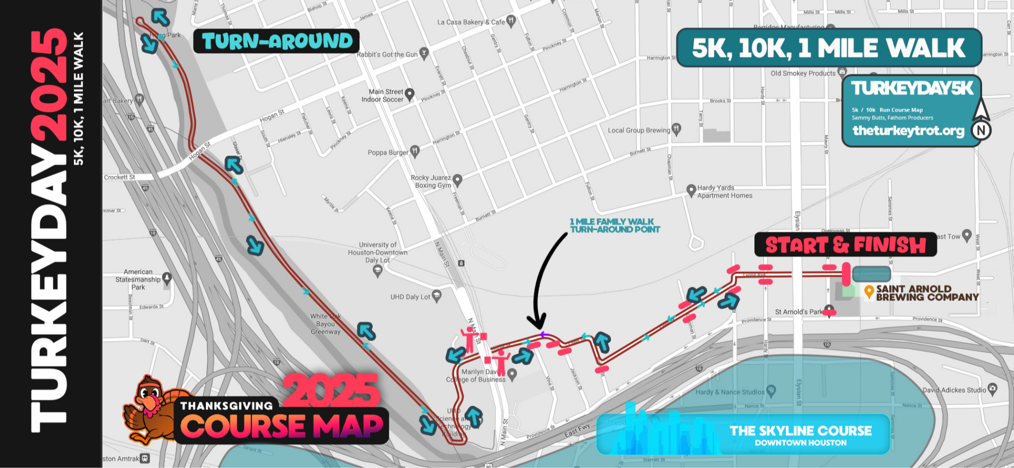 Downtown Houston Turkey Trot Map 2025