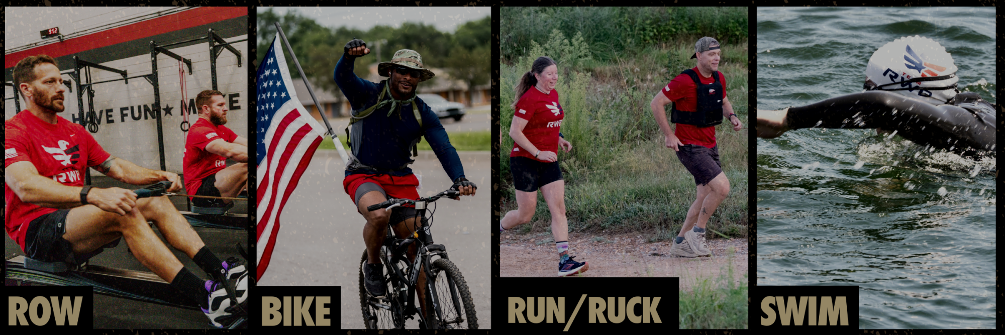 4 images of people moving