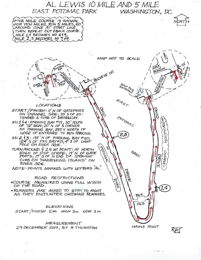 National Capital 10 Miler and 5 Miler Course Map
