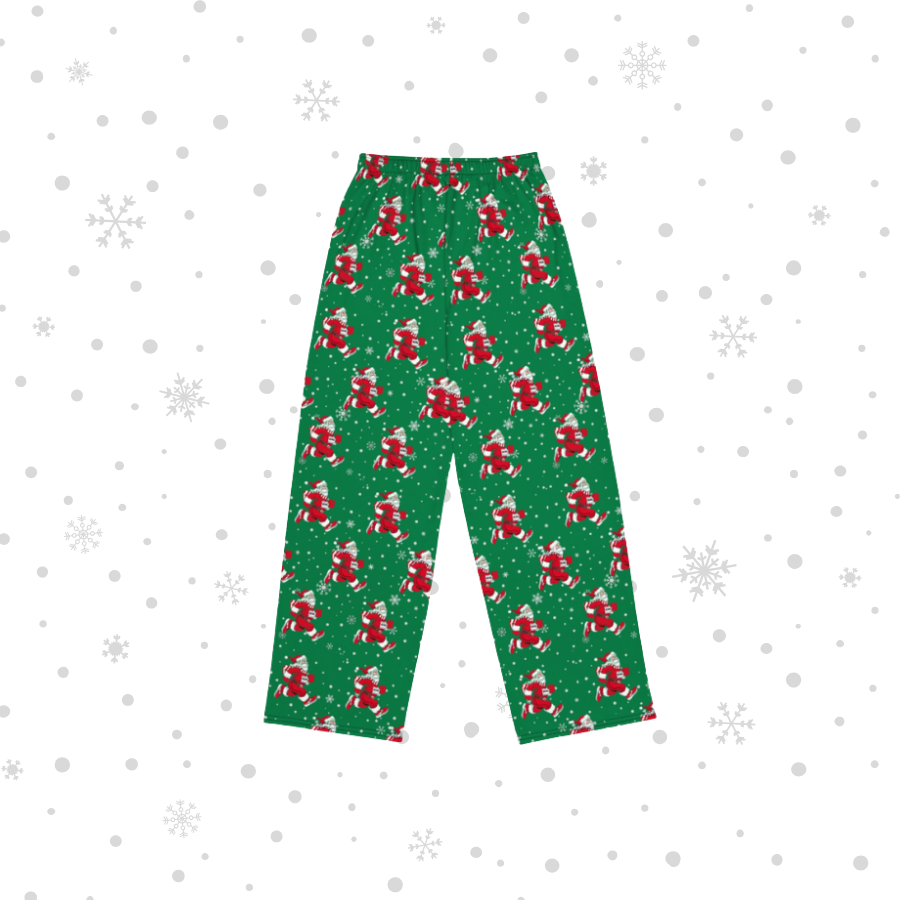 green santa pajama pants