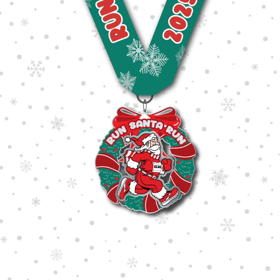 medal with wreath and santa