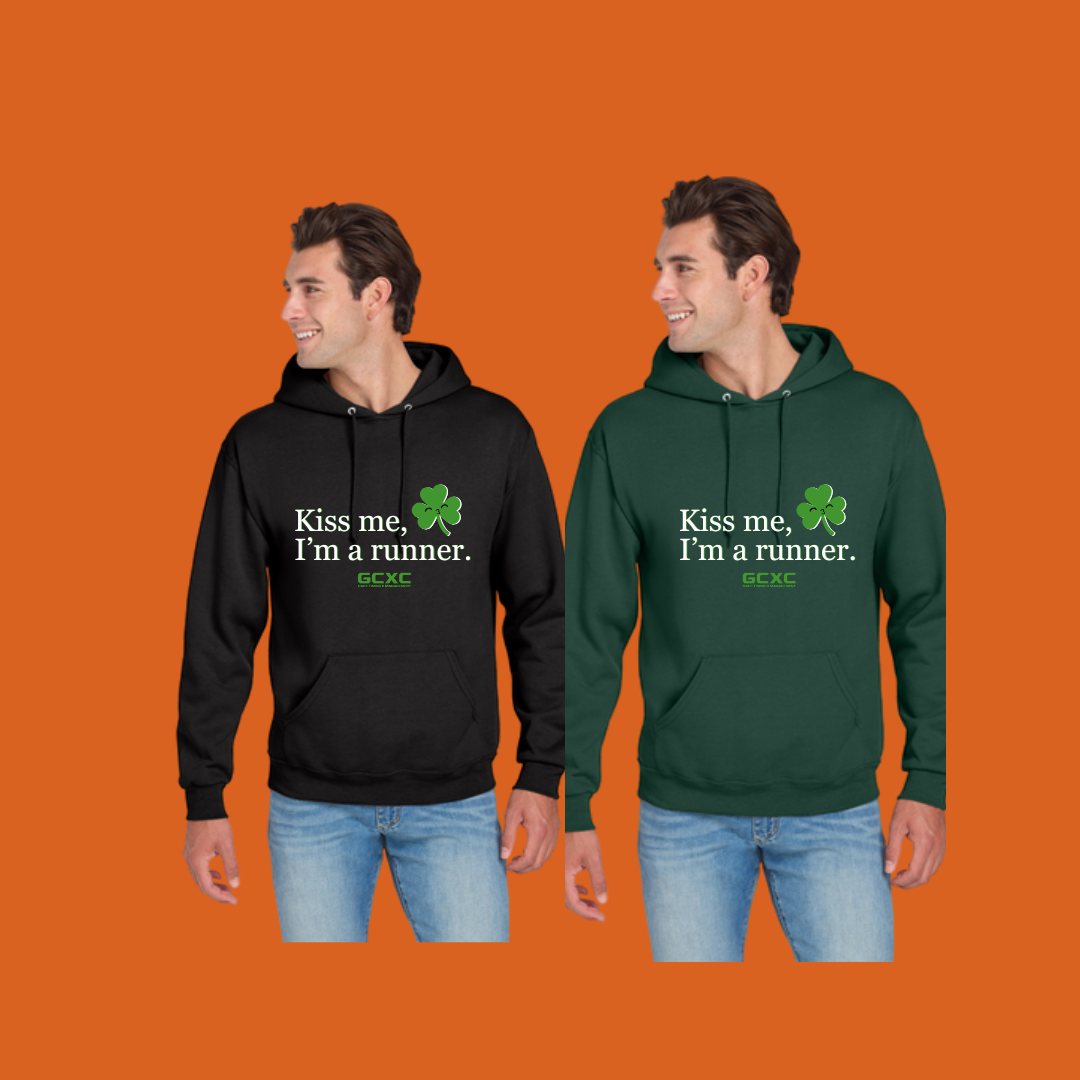 green or black Kiss Me I'm a runner hoodie