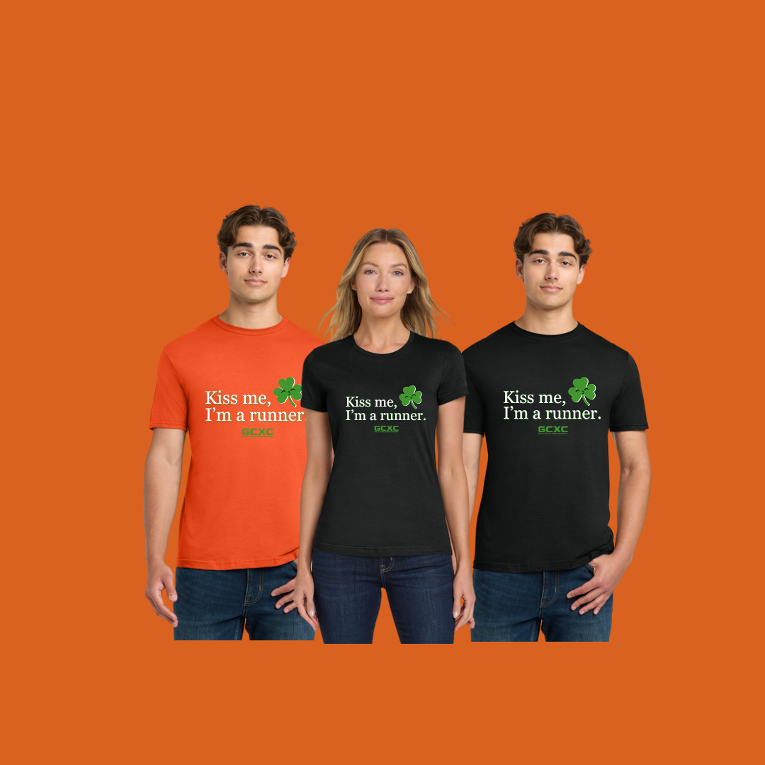 ladies or unisex black or orange Kiss Me I'm a runner t