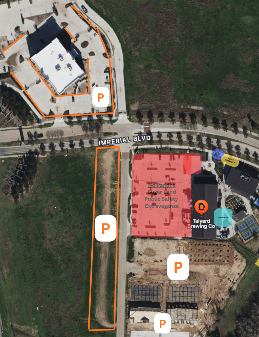 Park in the field across from Talyard Brewing Co.