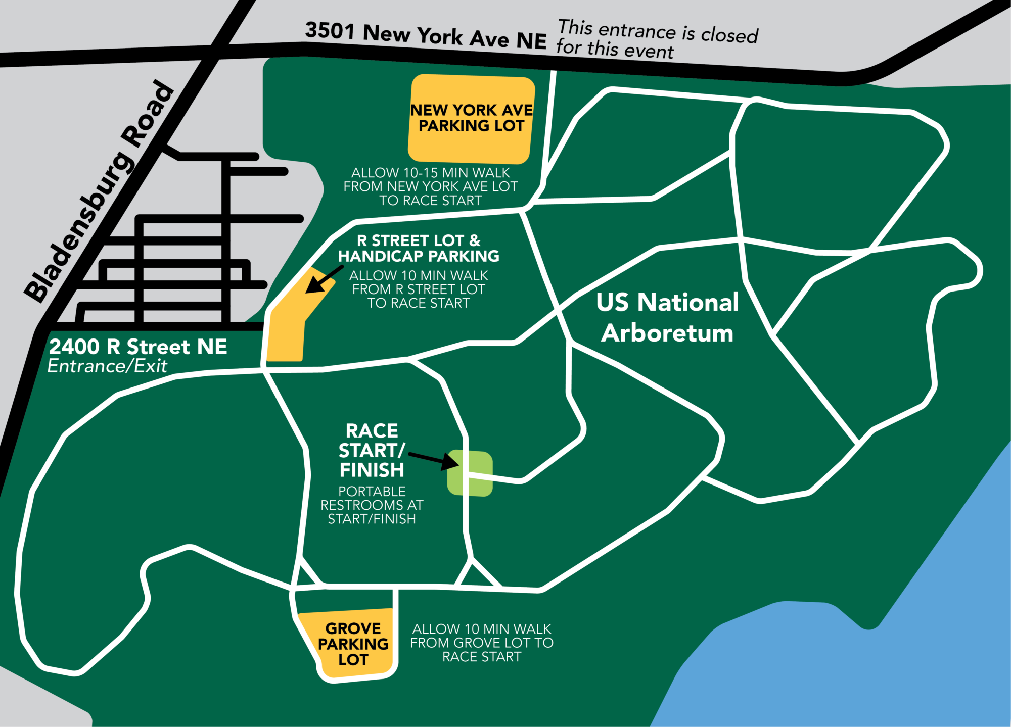 map of the arboretum for the 2025 fall 5k race