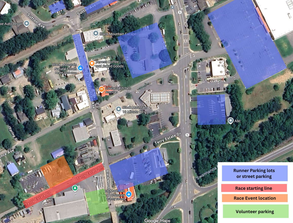 Black Mountain Turkey Trot parking map