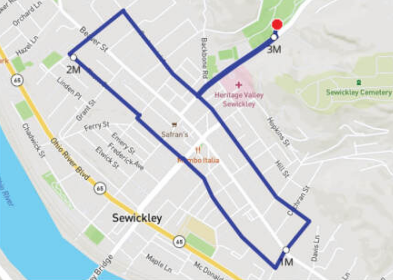 sewickley turkey trot 5k course map