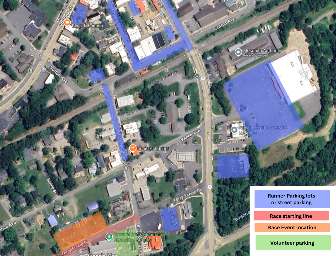 Black Mountain Turkey Trot parking map