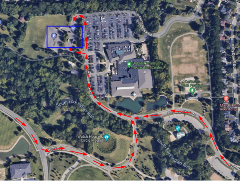 DCRC Parking Image with Arrows