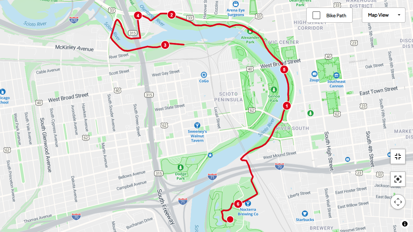 Ohio Mother's Day 10k Course Map
