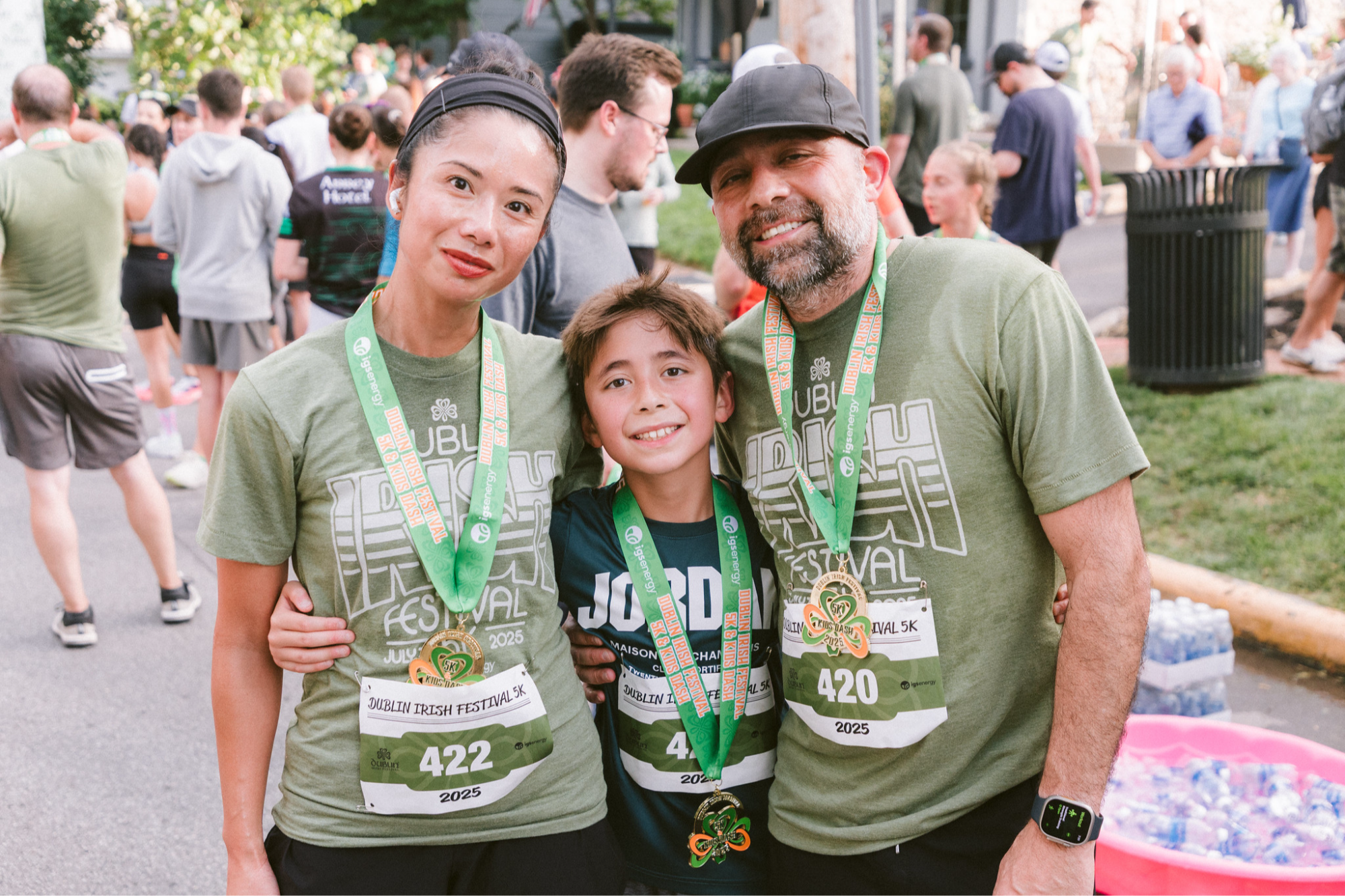 Family celebrating together post-race