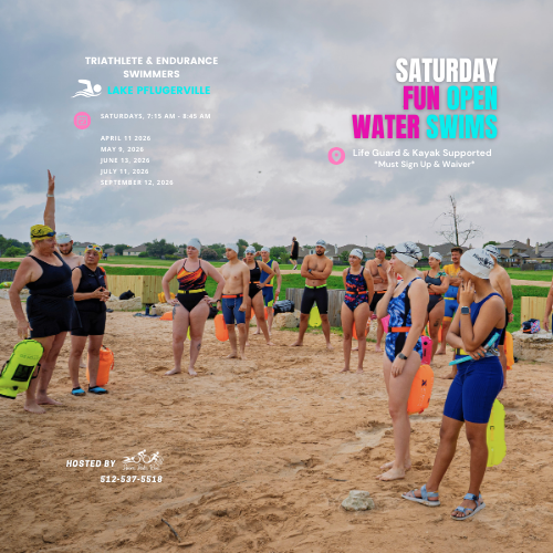 Triathletes swimming at Lake Pflugerville Fun OWS progam presentation