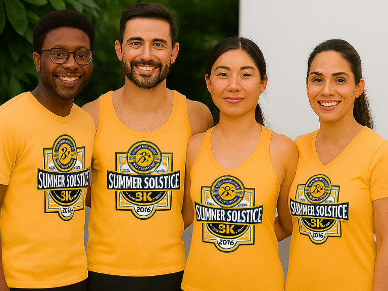 AI-generated image of models wearing shirts and tanks.