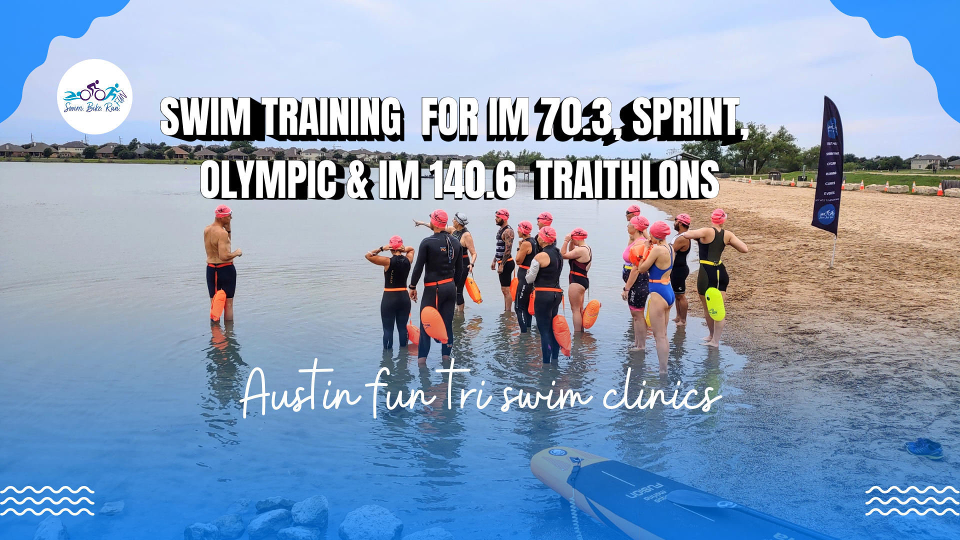 Austin Fun Open Water Triathlon Clinc Athletes receiving instructions 
