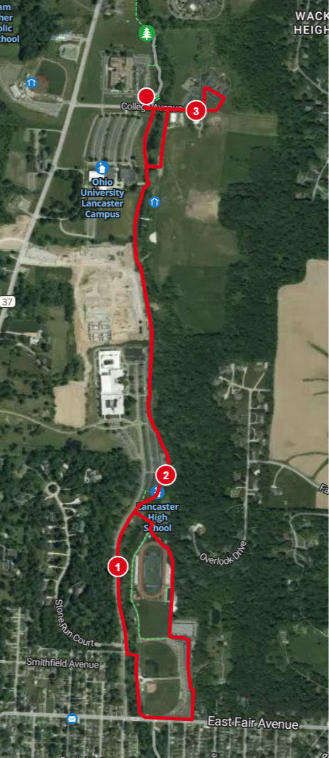 5k Course Map for Lancaster Turkey Day 5k