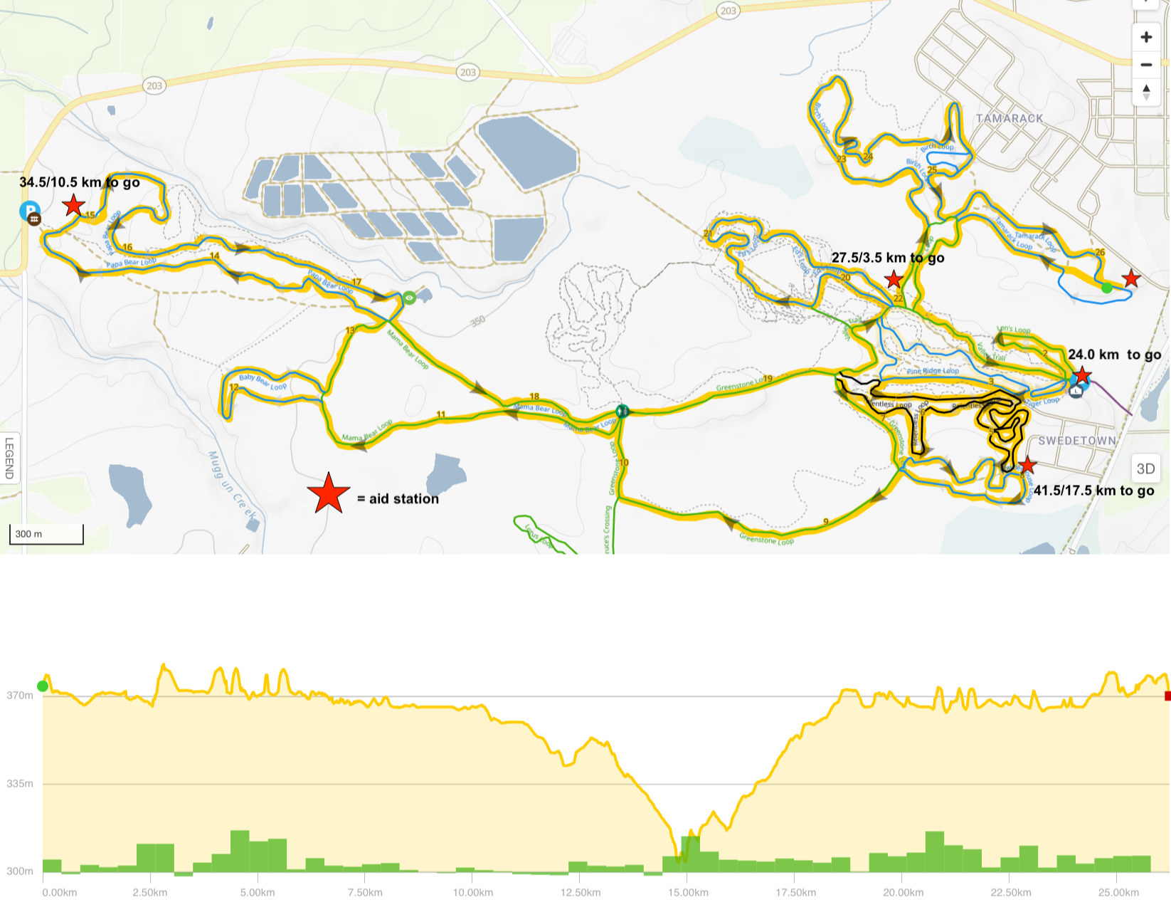 52 kilometer course map