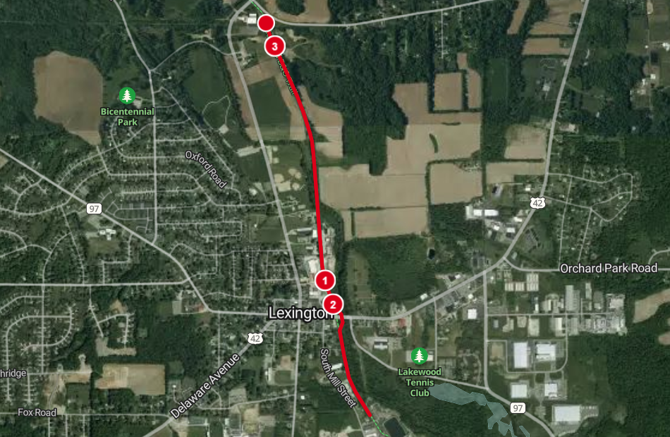 MapMyRun 5k Course Image for Mansfield and Lexington Turkey Trot