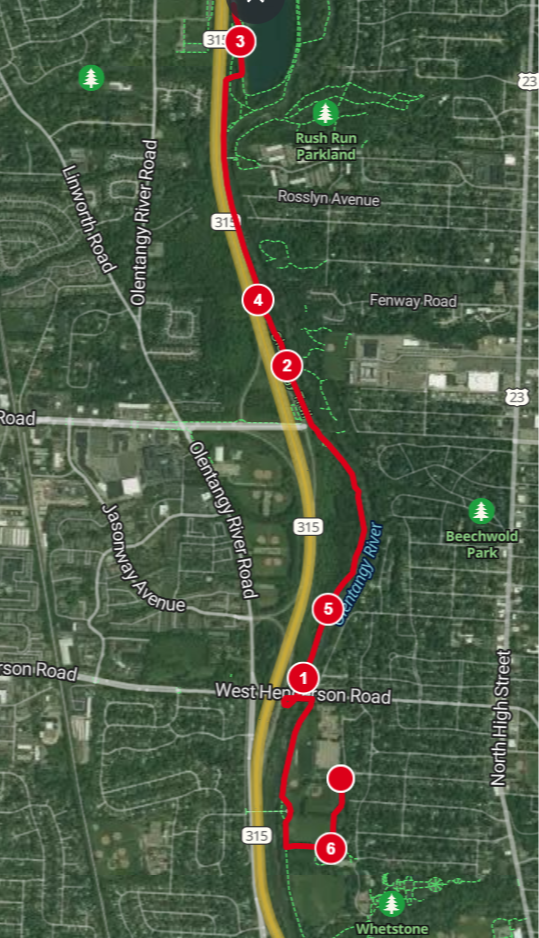 Columbus Pet Run 10k Course Map