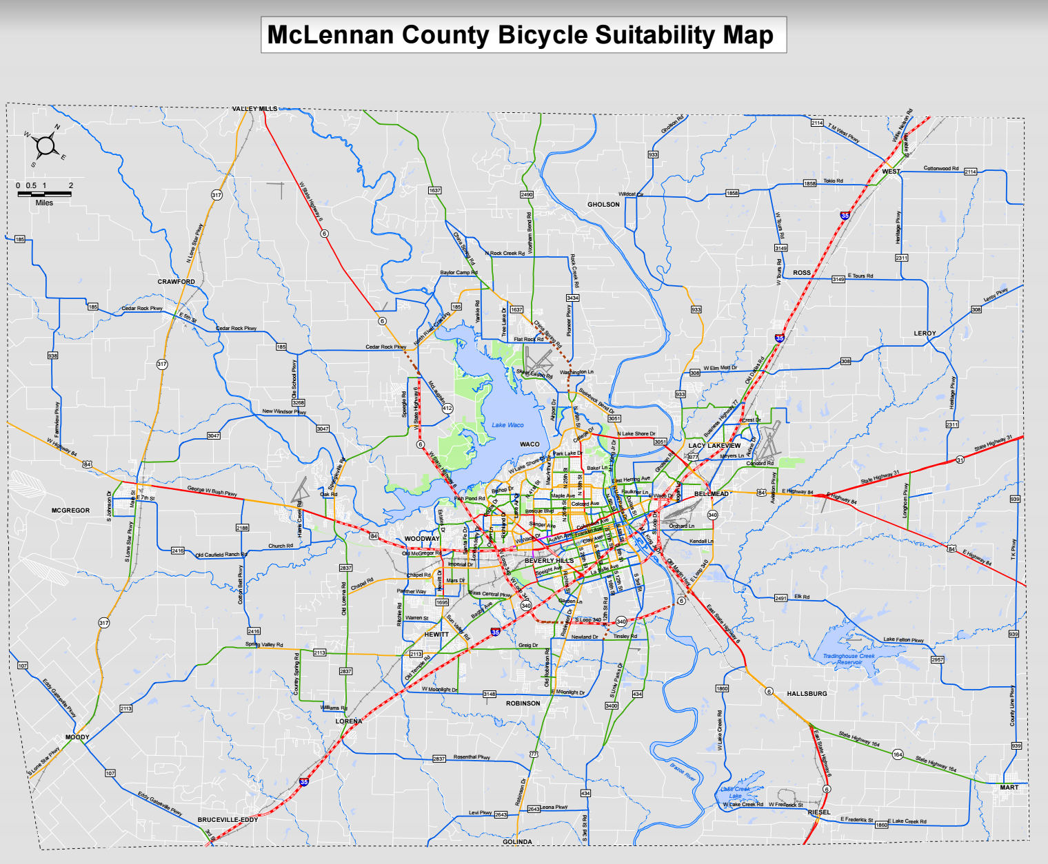 McLennan County Bicycle Suitability Map
