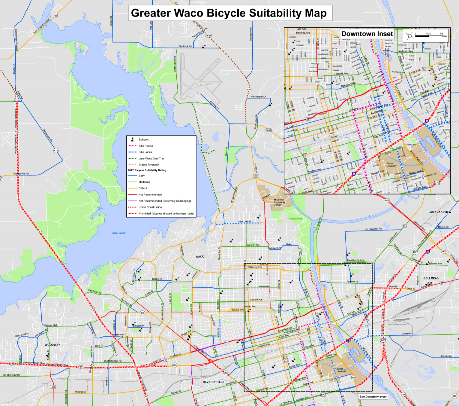 Greater Waco Bicycle Suitability Map