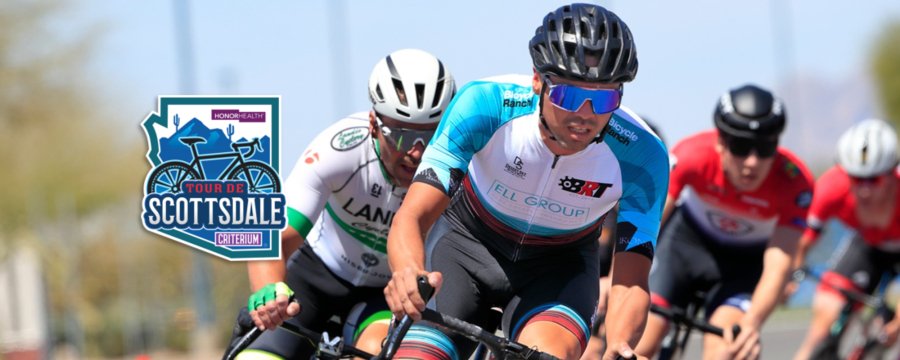 Cyclists compete in an intense race at the Tour de Scottsdale Criterium