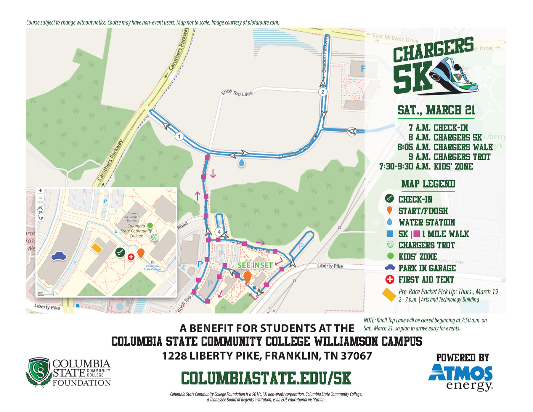 Chargers 5K Walk Trot Set Up