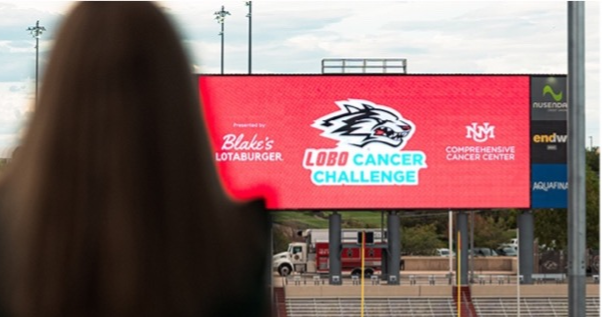 Person viewing Jumbotron