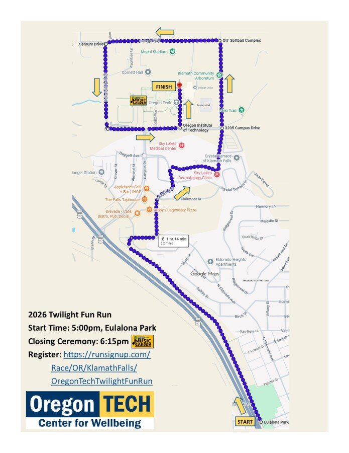 race route showing start at Eulalona and finish at College Union