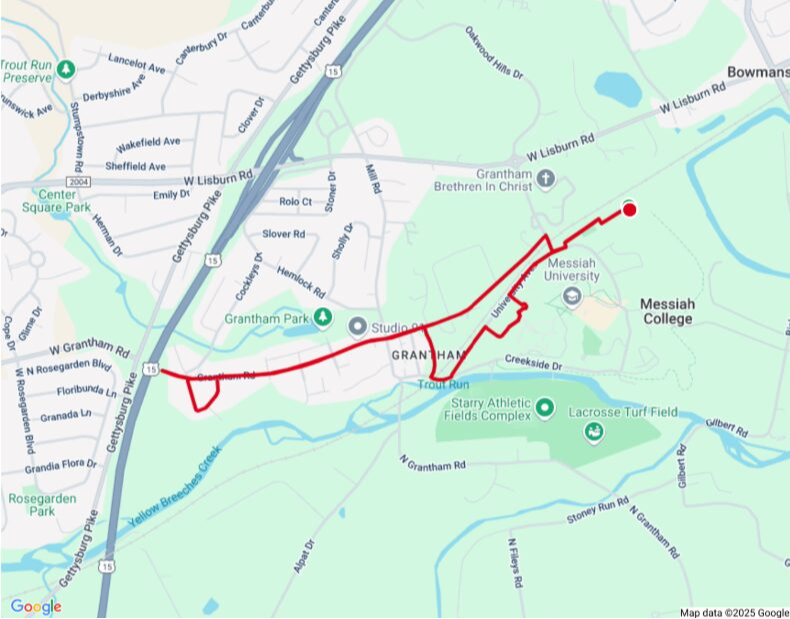 Mechanicsburg map of 5K course