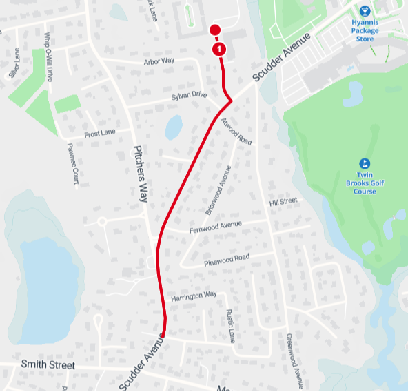 Hyannis 1 Mile loop map 