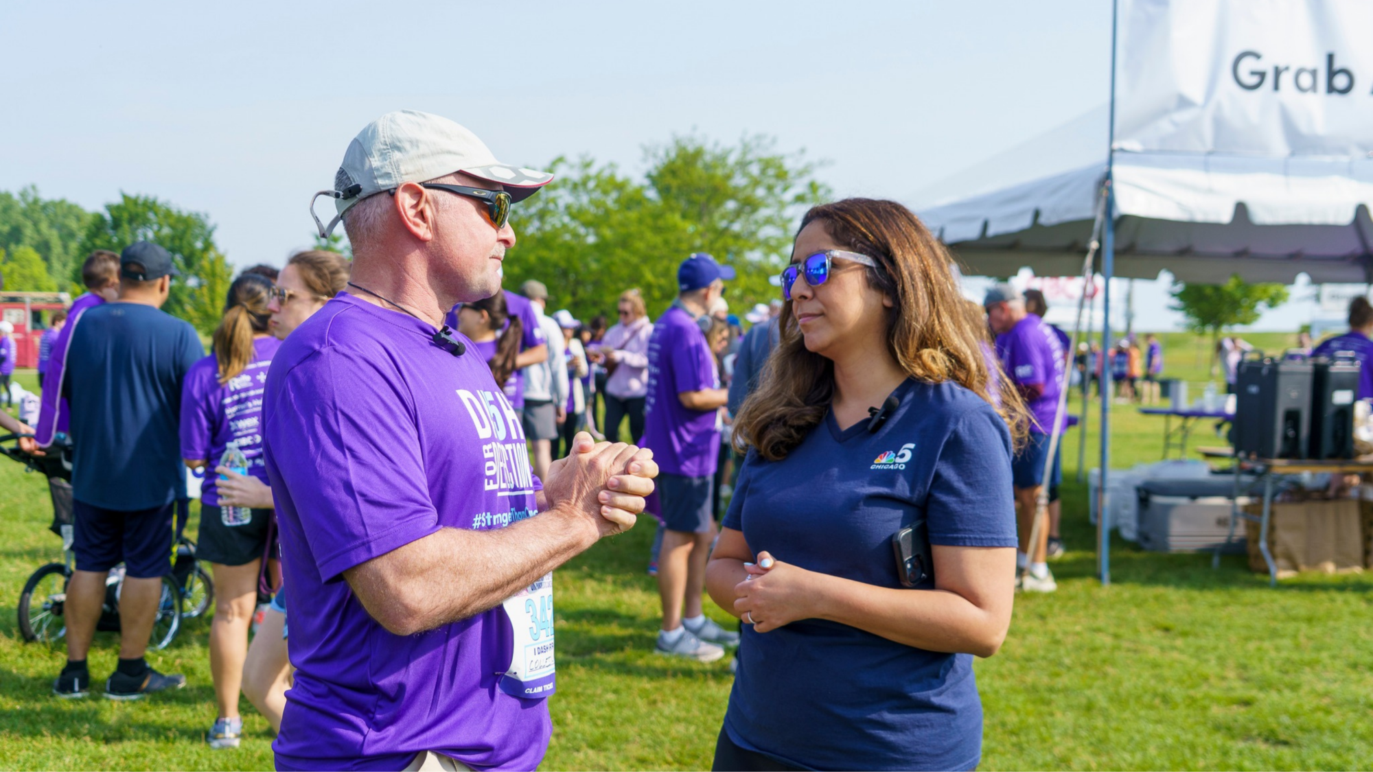 man and women talking