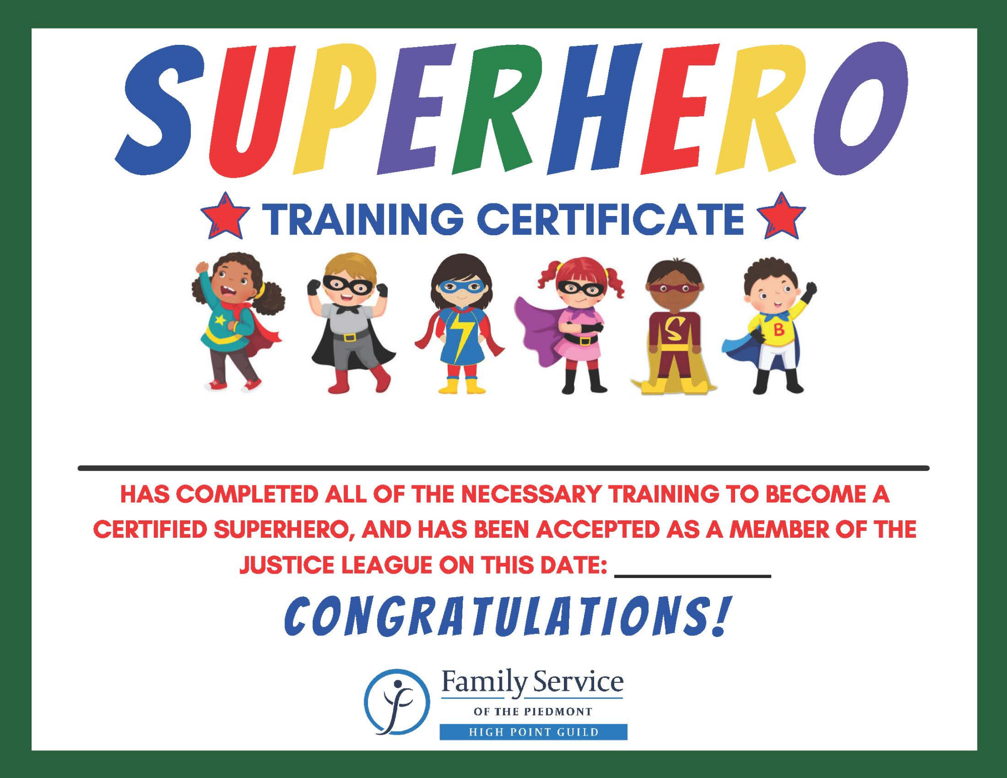 Superhero Training Certificate