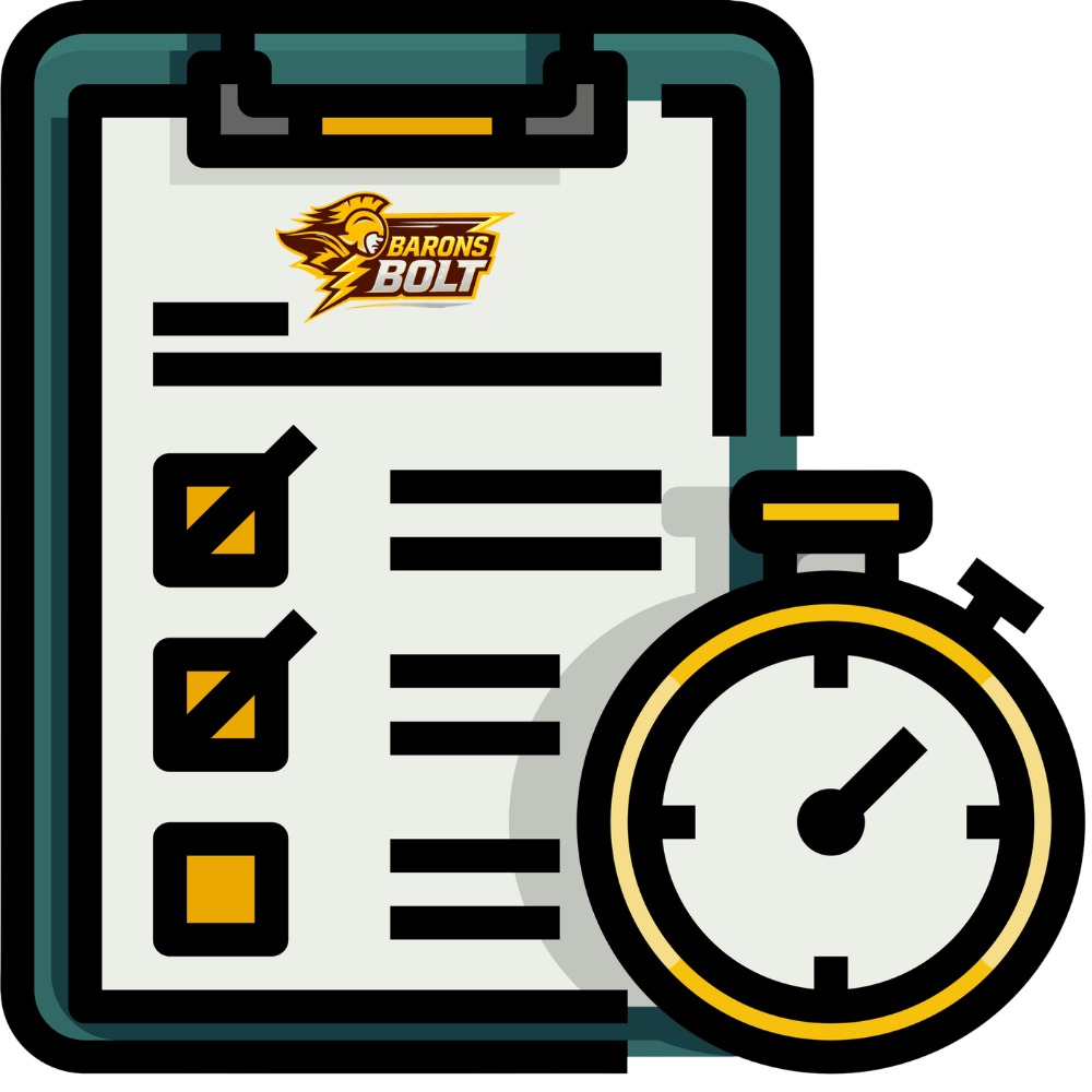 Example race day schedule graphic