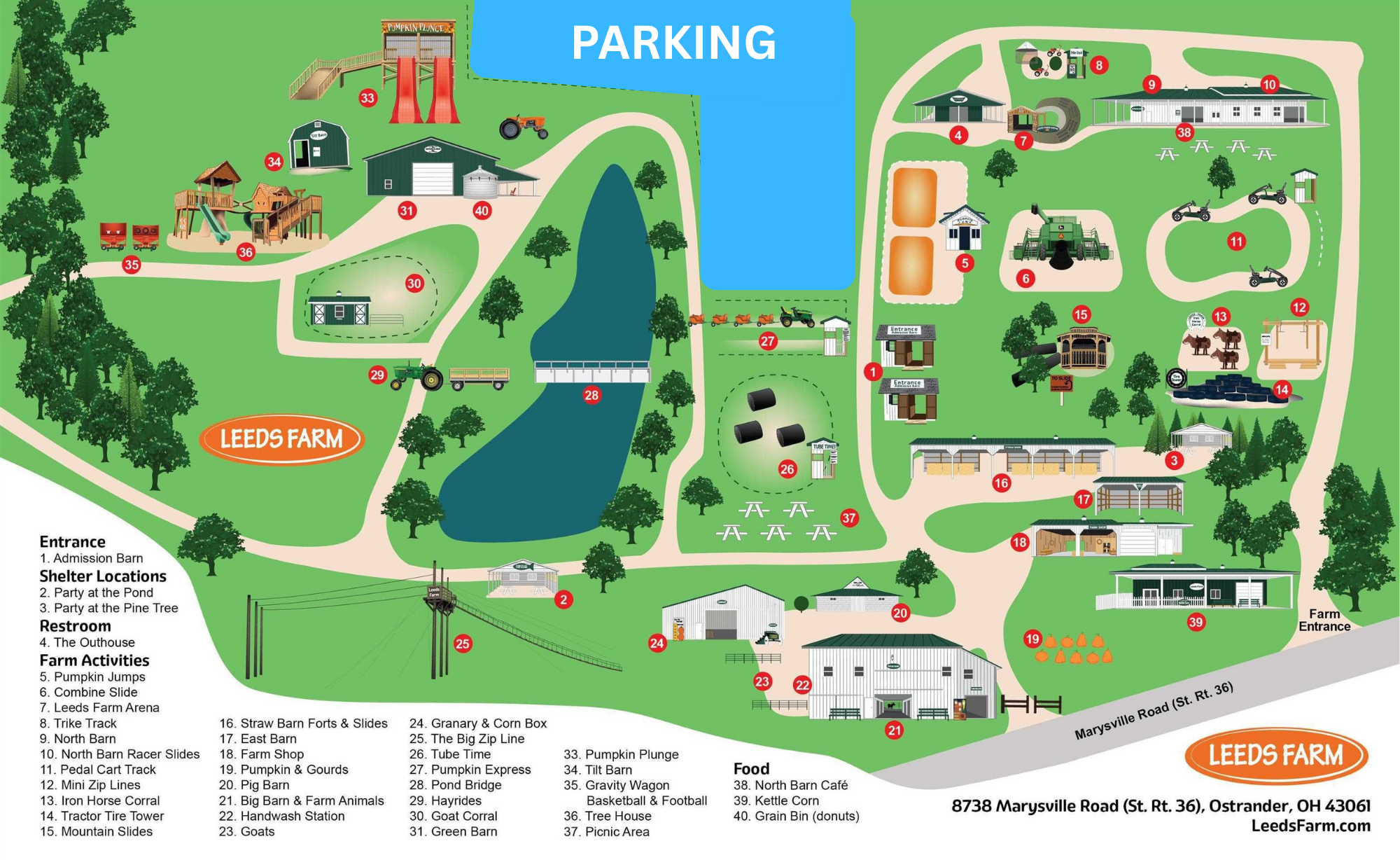 Leeds Farm parking map