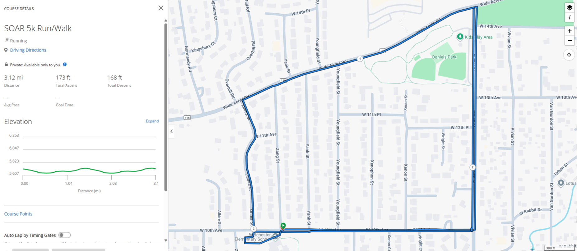 SOAR 5k Run Walk Course Map