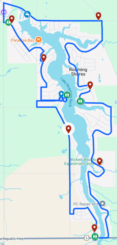 Roaming Shores Half Marathon Route