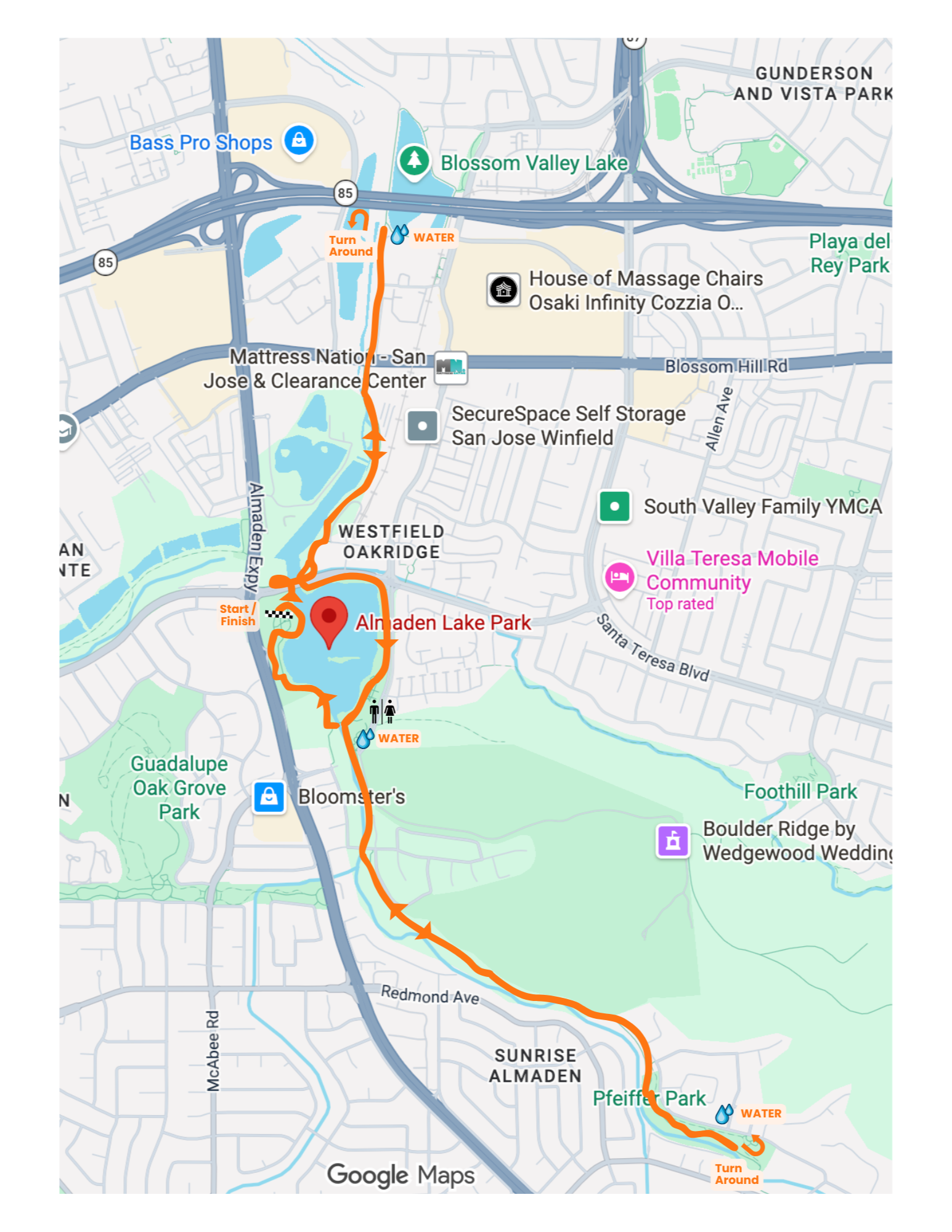 Brain Foundation 10K Run Course Map