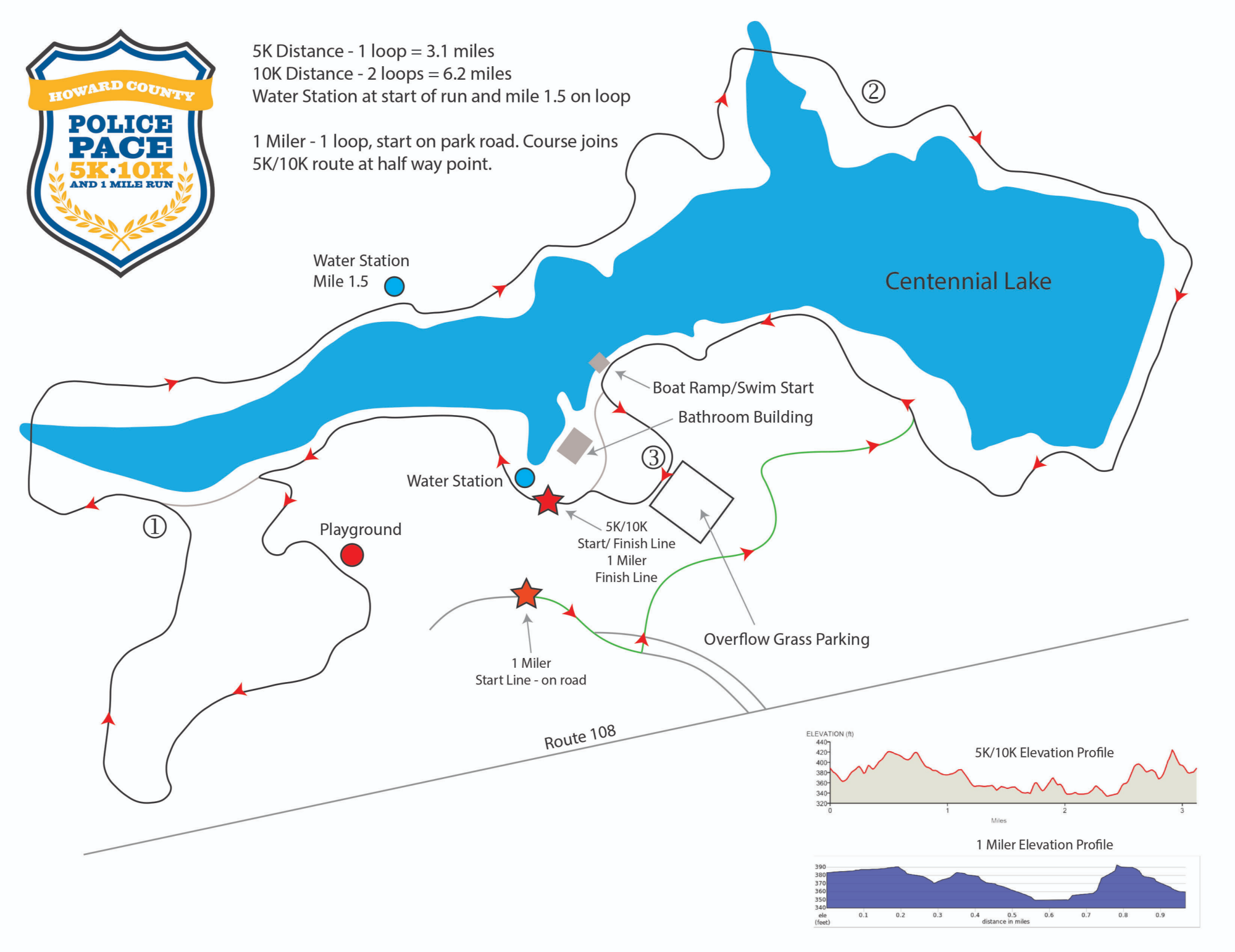 Police Pace Run Course Map