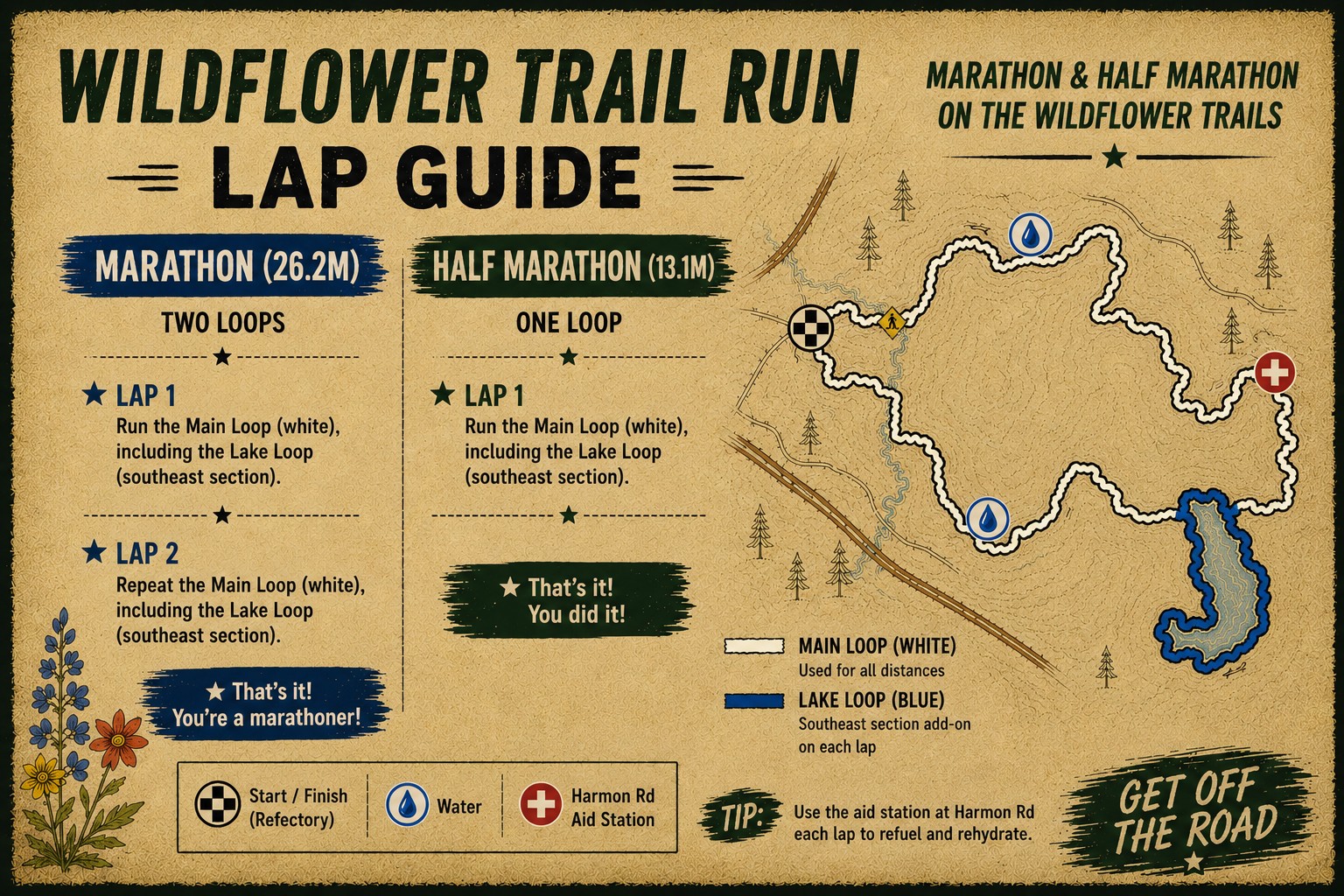 Wildflower Trail Marathon Half Guide Map Course