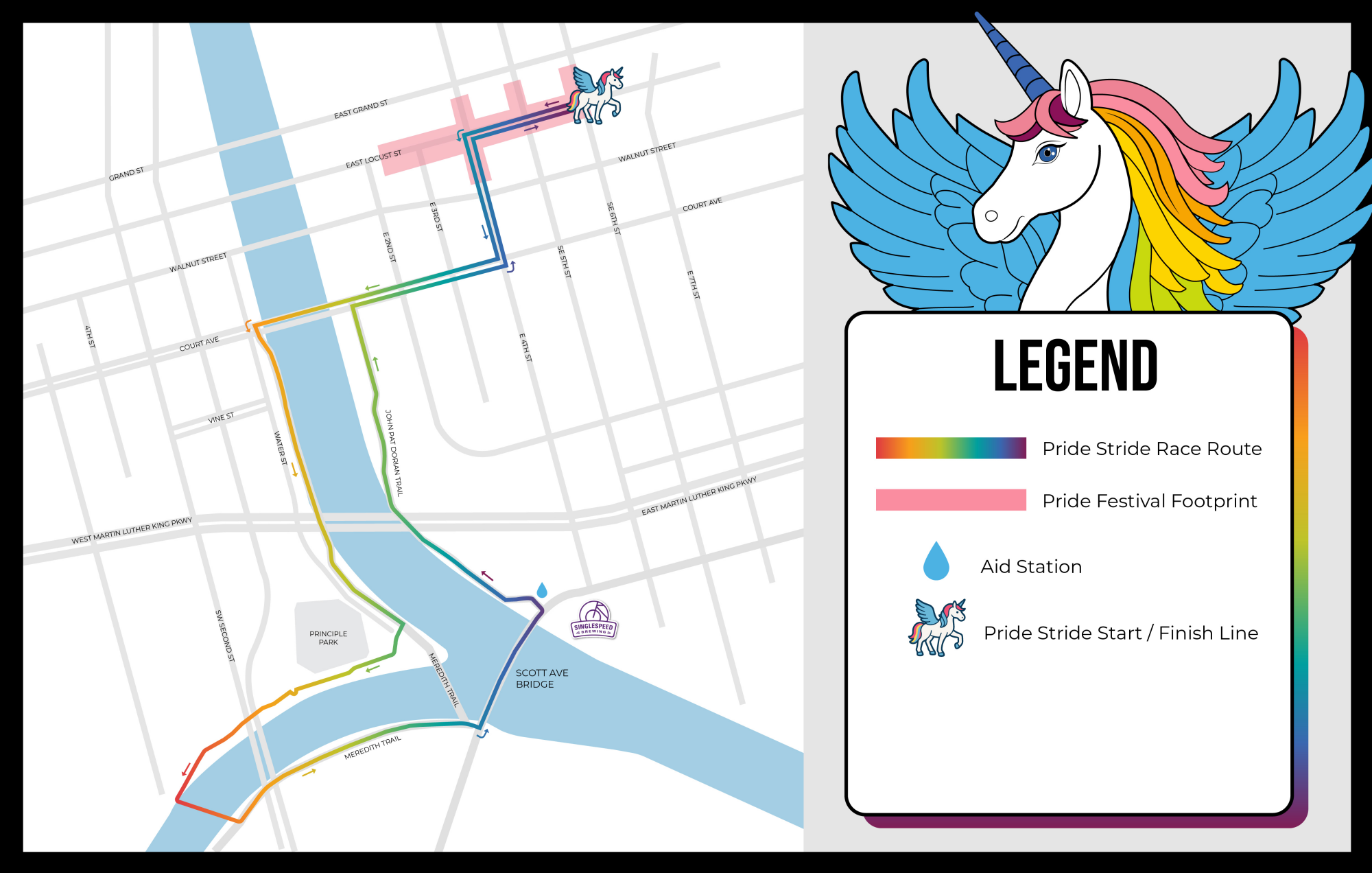 Map of Capital City Pride Stride 5K Route